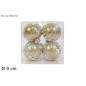 PALLE 9CM ORO GLITTER BIANCO BOX 4PZ. EAN 8053482380865 INGROSSO PALLINE DI NATALE E PUNTALI