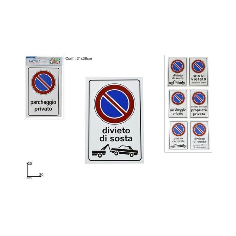 CARTELLO DIVIETO DI SOSTA 6ASS EAN 8034048400166 INGROSSO ACCESSORI UFFICIO