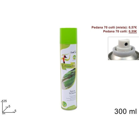 BOMBOLETTA DEO AMBIENTE 300ML CITRONELLA EAN 8034048640296 INGROSSO INSETTICIDA