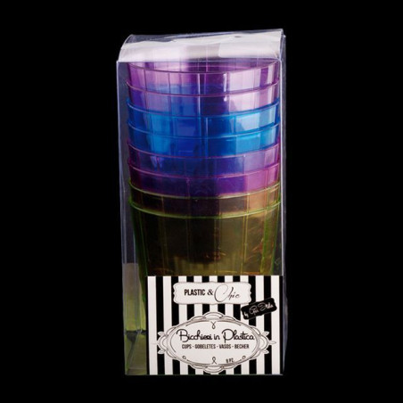 BICCHIERI PLASTIC&CHIC 4 COL. ASS. 250ML EAN 8010052607067 INGROSSO BICCHIERI PER CASA