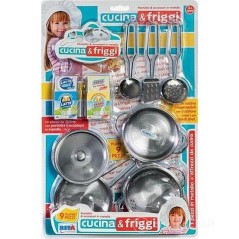 CUCINA SET 9 PZ PENTOLINI METALLO ATTREZ EAN 8004817110060 INGROSSO GIOCHI DA EDICOLA