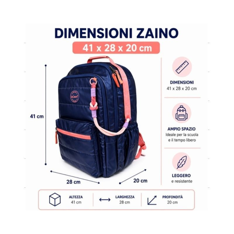 ZAINO SOFTLY BLUE 41X28X20CM EAN 8023650059633 INGROSSO ZAINI SCUOLA