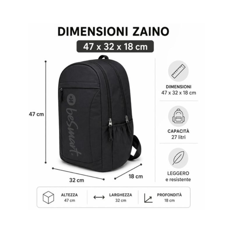ZAINO COOLY TEEN NERO EAN 8023650060073 INGROSSO ZAINI SCUOLA