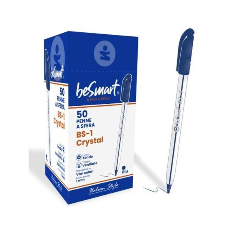PENNE BS1-CRYSTAL BLU 50PZ EAN 8051818060276 INGROSSO PENNE PER LA SCUOLA