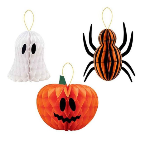 DECORAZIONE CARTA 3PZ 15CM ZUC/FANT/RAGN EAN 8010052408848 INGROSSO DECORAZIONI HALLOWEEN
