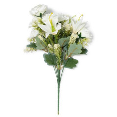 ROSE E LILIUM BIANCHE 9 FIORI H.46CM EAN 8056001134727 INGROSSO FIORI FINTI D'ARREDO