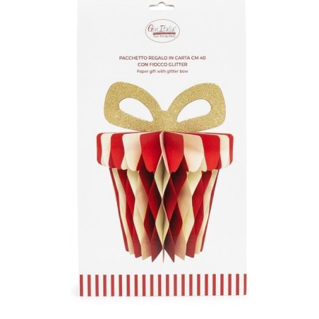 DECORAZIONE CARTA PACCO C/FIOCC GL. 40CM EAN 8010052406356 INGROSSO OGGETTISTICA NATALIZIA