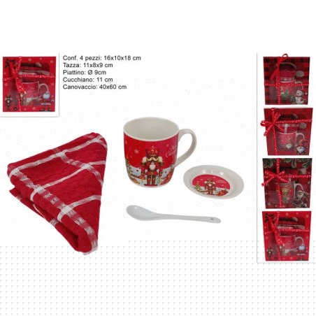 SET COLAZIONE 4 PZ NATALIZIO 4 ASS EAN 8053482468471 INGROSSO TAZZE NATALIZIE
