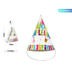 CAPPELLO CONO BUON COMPLEANNO 6PZ EAN 8058617527603 INGROSSO CAPPELLI E CERCHIETTI PER PARTY