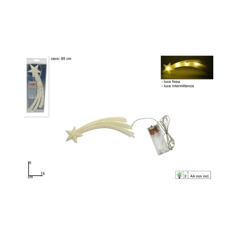 STELLA COMETA FLUOR. 15CM. C/LUCE BATTER EAN 8033113550423 INGROSSO LUCI NATALIZIE STELLA COMETA FLUOR. 15CM. C/LUCE BATTER EAN 8033113550423 INGROSSO LUCI NATALIZIE