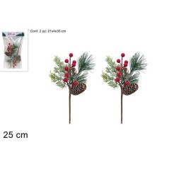 SPILLONE CHIUDIPACCO 25CM PIGNA E BACCHE EAN 8053482483498 INGROSSO BUSTE E CARTA REGALO NATALIZIA