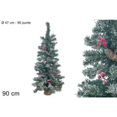 ALBERO 90CM 90 PUNTE INNEVATO C/BACCHE EAN 8033113547676 INGROSSO ALBERI DI NATALE