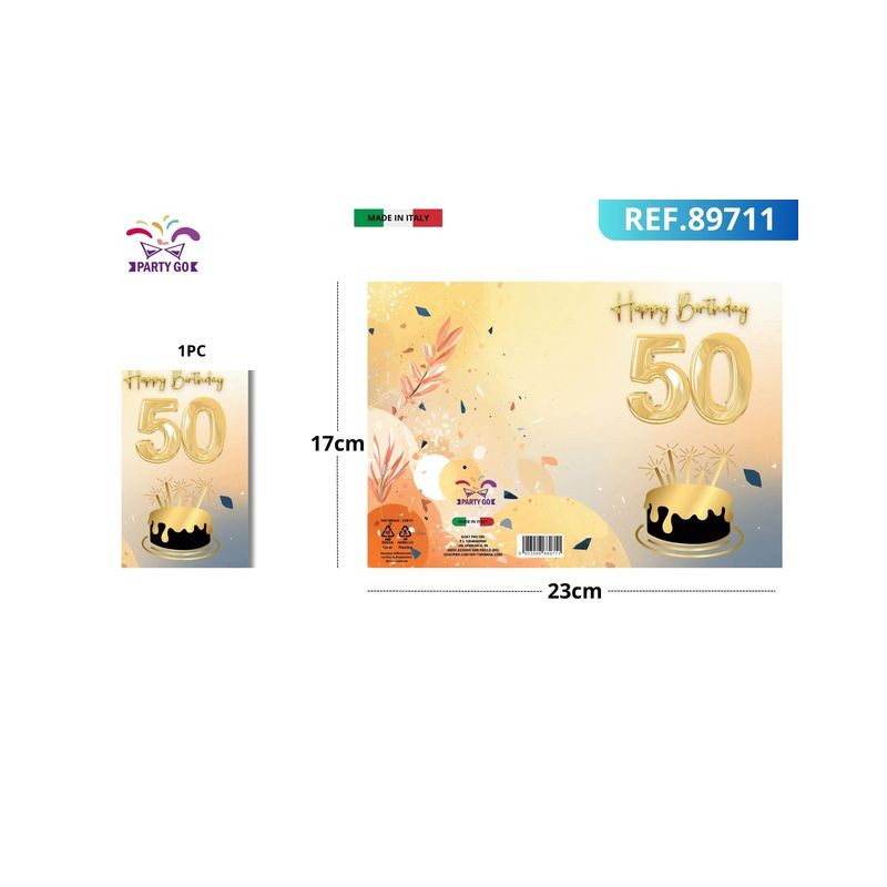 BIGLIETTO AUGURI 50 ANNI EAN 8053288689711 INGROSSO BIGLIETTI COMPLEANNO