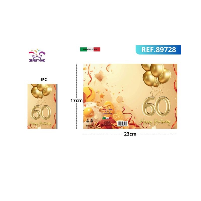 BIGLIETTO AUGURI 60 ANNI EAN 8053288689728 INGROSSO BIGLIETTI COMPLEANNO