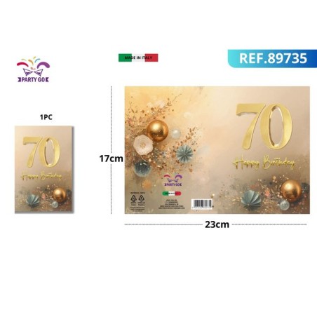 BIGLIETTO AUGURI 70 ANNI EAN 8053288689735 INGROSSO BIGLIETTI COMPLEANNO
