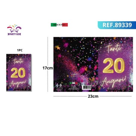 BIGLIETTO N.20 89339 EAN 8053288689339 INGROSSO BIGLIETTI COMPLEANNO