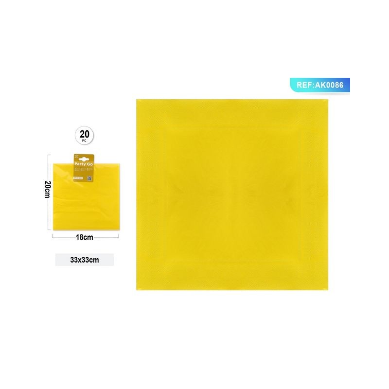 TOVAGLIOLI CM.33x33 PZ.20 GIALLI EAN 8058617507469 INGROSSO CARTA PER LA CASA