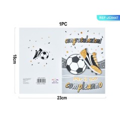 BIGLIETTO AUGURI LAMINA C/CALCIO 23X18CM EAN 8058617704479 INGROSSO BIGLIETTI COMPLEANNO