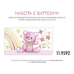 BIGLIETTI BOMBONIERE NASCITA 20P 11.9592 EAN 8001608595921 INGROSSO BIGLIETTI NASCITA