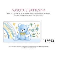 BIGLIETTI BOMBONIERE NASCITA 20P 11.9593 EAN 8001608595938 INGROSSO BIGLIETTI NASCITA