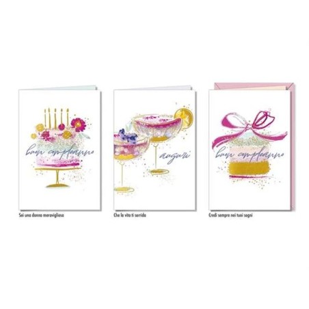 BIGLIETTO AUGURI COMPLEANNO GLITTER (12) EAN 8001608399857 INGROSSO BIGLIETTI COMPLEANNO