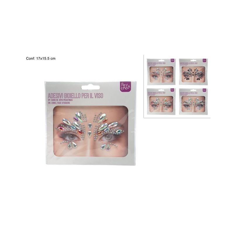 BRILLANTINI STRASS ADESIVI VISO 4 ASS. EAN 8053482417837 INGROSSO SET E ACCESSORI TRAVESTIMENTI