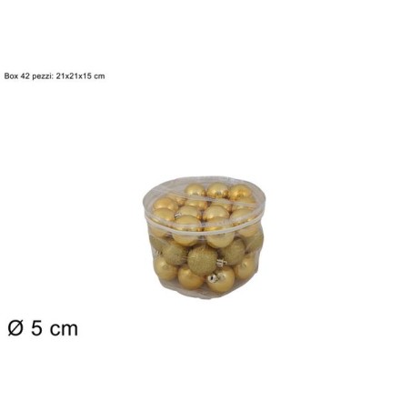 PALLE 5CM 42 PZ 3ASS ORO IN BORSA PVC EAN 8053482479354 INGROSSO PALLINE DI NATALE