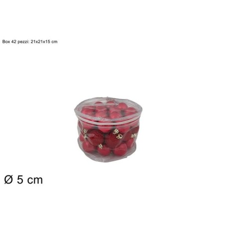 PALLE 5CM 42 PZ 3ASS ROSSO IN BORSA PVC EAN 8053482479330 INGROSSO PALLINE DI NATALE