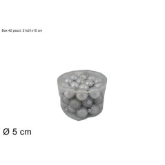 PALLE 5CM 42 PZ 3ASS SILVER IN BORSA PVC EAN 8053482479378 INGROSSO PALLINE DI NATALE