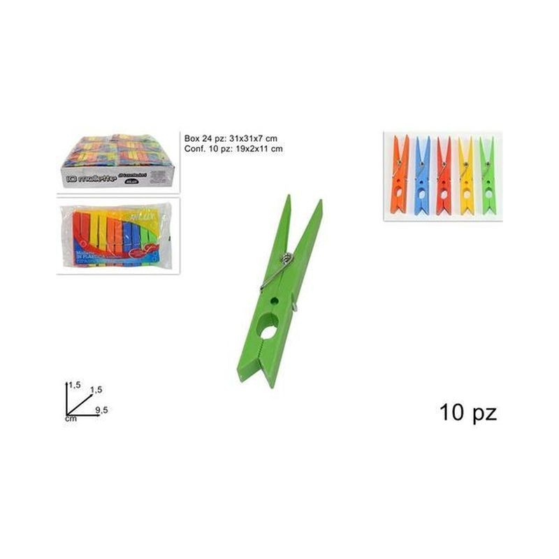 MOLLETTA PLASTICA COLORATA 10PZ EAN 8027501378089 INGROSSO STENDINI E ASSI DA STIRO