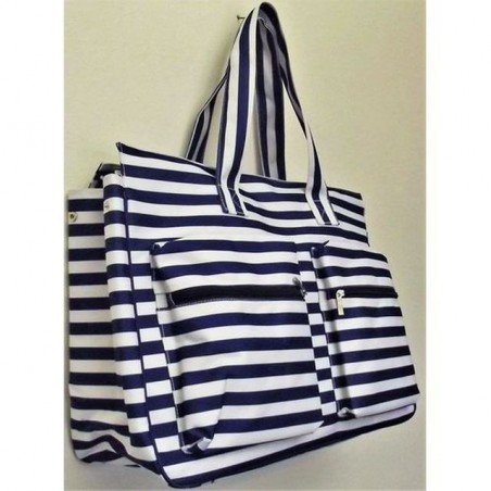INGROSSO BORSA MARE A RIGHE BLU/