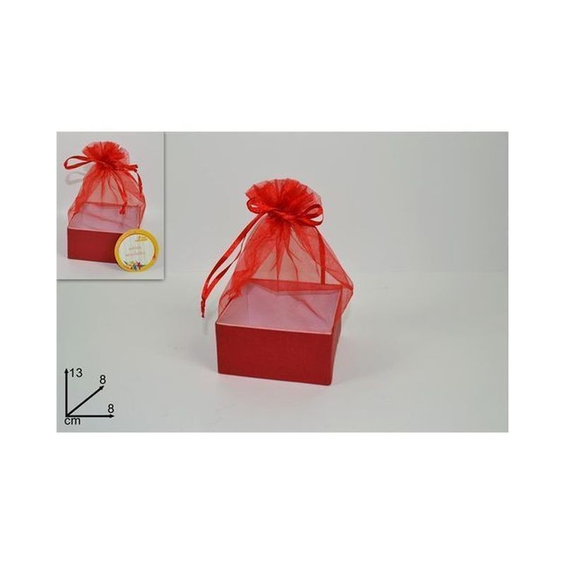 SCATOLA SACCHETTINO QUADR. ROSSO EAN 8034048002452 INGROSSO RETINE E OGGETTISTA PER CONFEZIONI