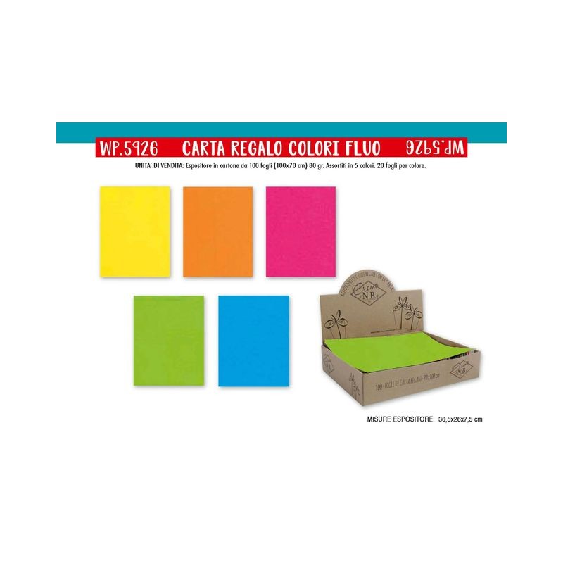 CARTA REGALO COLORI FLUO ASS (100) EAN 8001608359264 INGROSSO CARTA REGALO