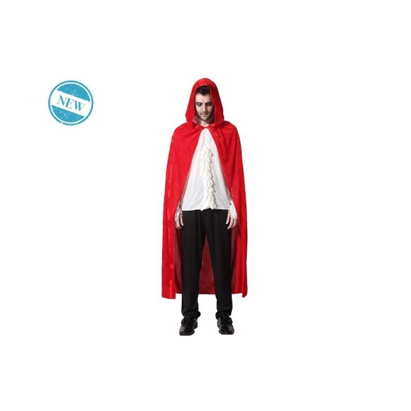 MANTELLA C/CAPPUCIO 140CM VELLUTO ROSSO EAN  INGROSSO SET TRAVESTIMENTI HALLOWEEN