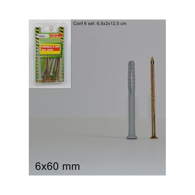 TASSELLI E VITI 6 SET IN BLISTER 6X60MM EAN 8034048178607 INGROSSO VITI E CHIODI