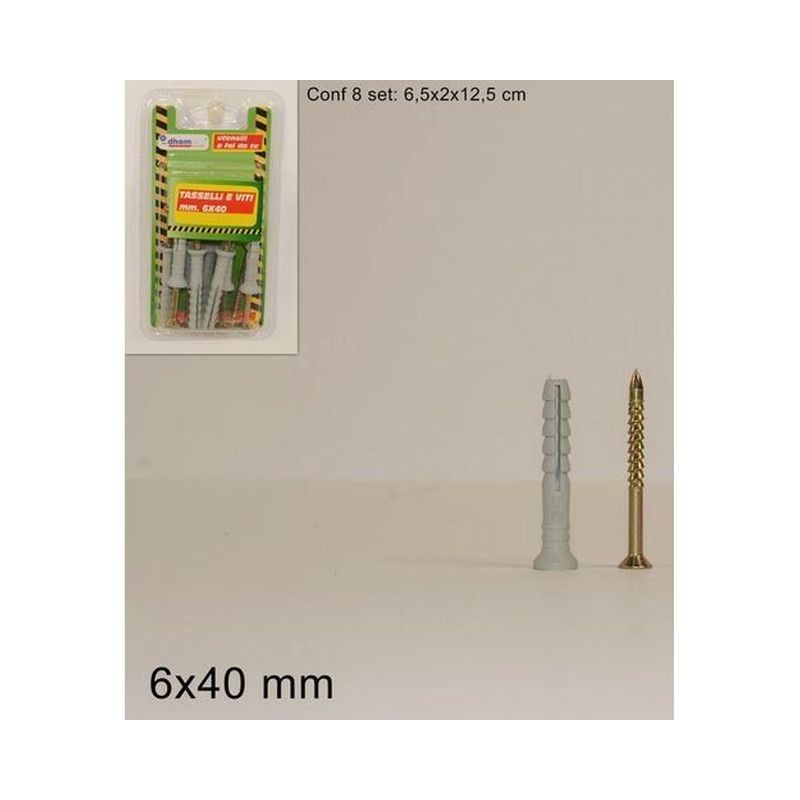 TASSELLI E VITI 8 SET IN BLISTER 6X40MM EAN 8034048178584 INGROSSO VITI E CHIODI