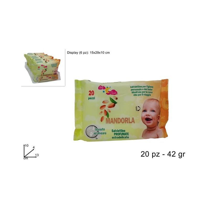 SALVIETTINE DETERGENTI 20PZ 42GR MANDORL EAN 8034048631072 INGROSSO SALVIETTE