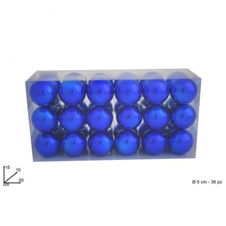 BOX 36 PALLINE 5CM BLU EAN 8033113105227 INGROSSO PALLINE DI NATALE E PUNTALI