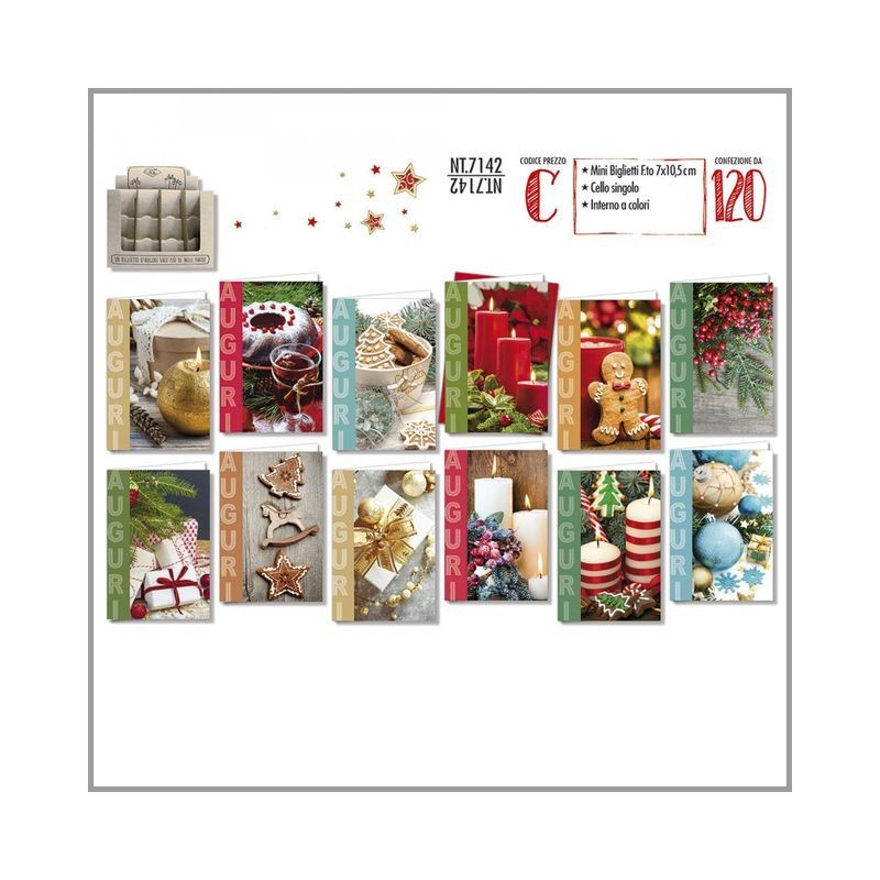 BIGLIETTI NATALE 7X10,5 NT.7142 C.120 EAN 8001608371426 INGROSSO BIGLIETTI NATALIZI