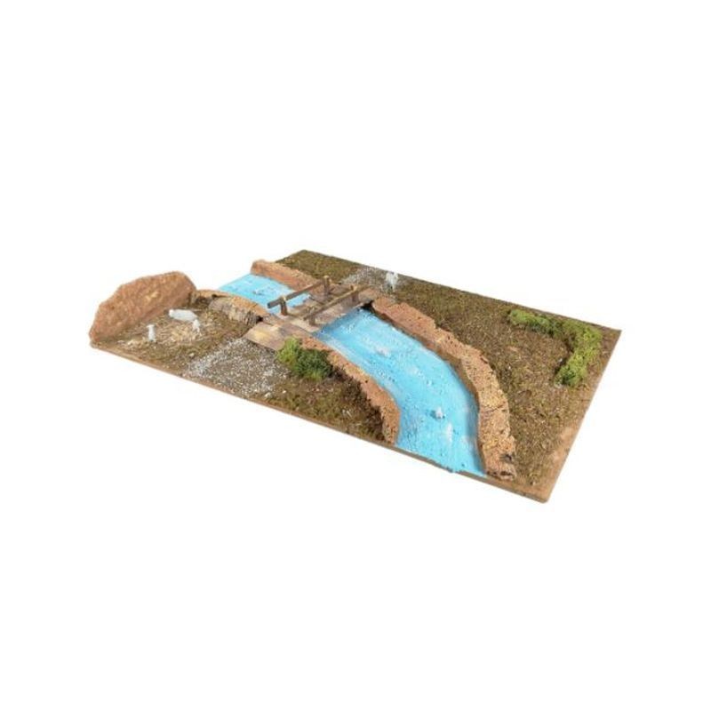 BASE LEGNO X PRESEPE C/FIUME 76X40X7,5CM EAN 8018623115799 INGROSSO ACCESSORI PER IL PRESEPE