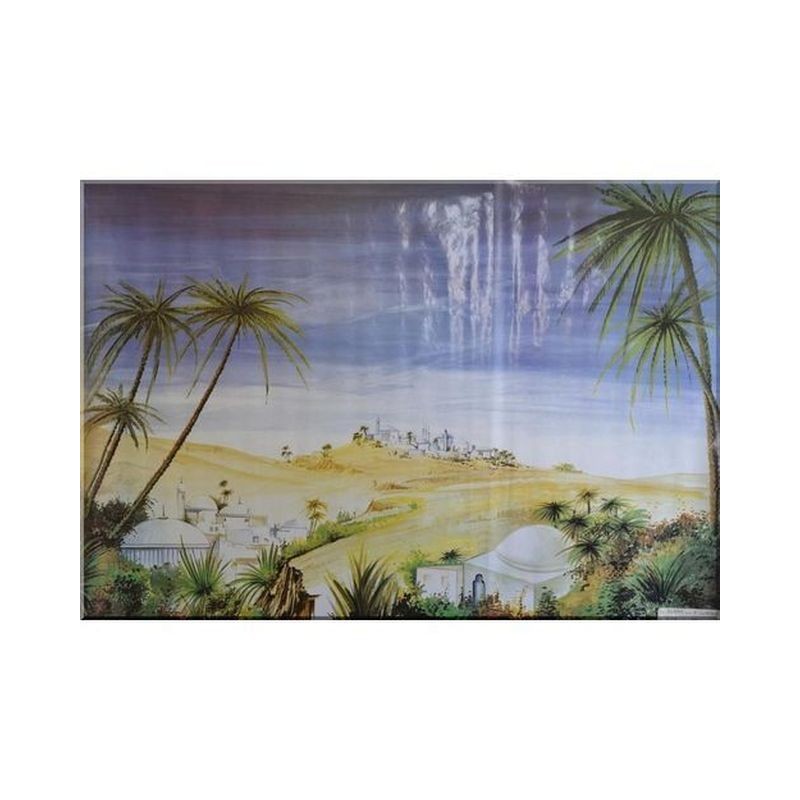 FONDALE PAES. ARABO CON PALME CM. 70X100 EAN 8018623865915 INGROSSO ACCESSORI PER IL PRESEPE