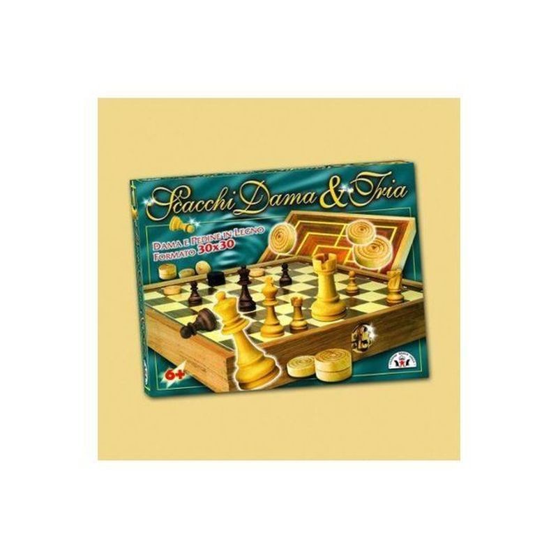 SCACCHI DAMA TRIA 35X35 LEGNO SCATOLATA EAN 8000888001146 INGROSSO SCACCHI DAMA