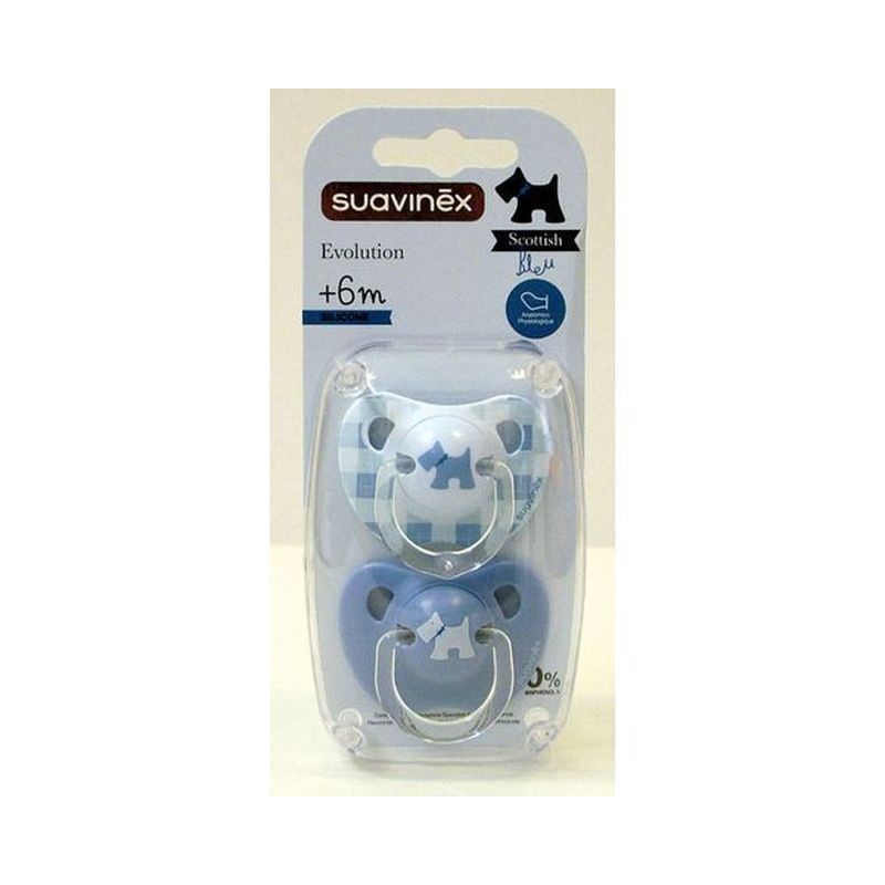 SUCCHIETTO EVOLUTION 66MESI SILICONE 2PZ AZZURRO EAN 8426420025751 INGROSSO BIBERON E CIUCCI