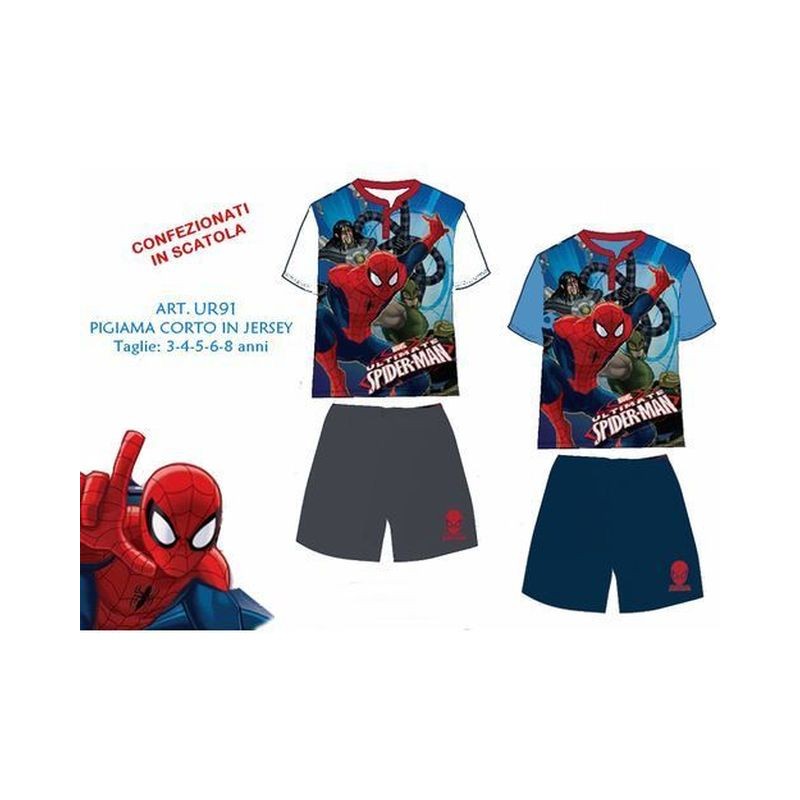 PIGIAMA CORTO BAMBINO SPIDERMAN COTONE EAN 8011374950480 INGROSSO PIGIAMI PER BIMBI