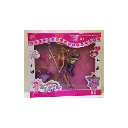 BAMBOLA FATINA CON ALI E BACCHETTA +3A 40X6X35CM EAN 8010362435947 INGROSSO BAMBOLE ECONOMICHE