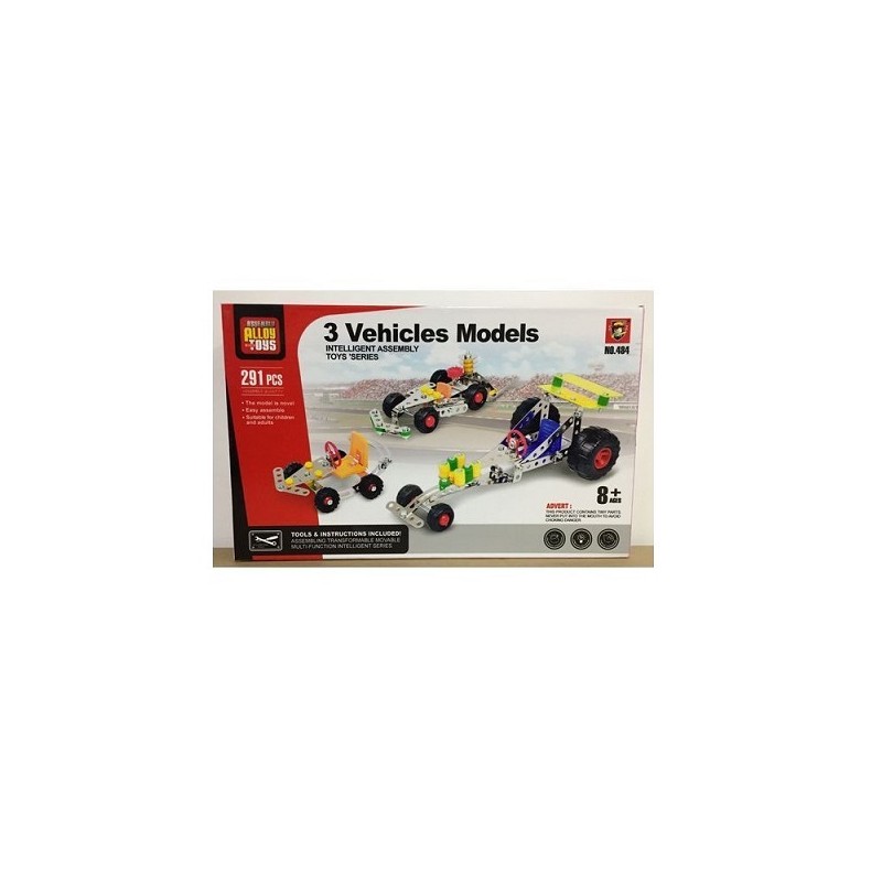 COSTRUZIONI IN METALLO 3 VEICOLI 291PZ +8ANNI 40X9X27CM EAN 8010362435718 INGROSSO GIOCHI COSTRUZIONI ECONOMICI