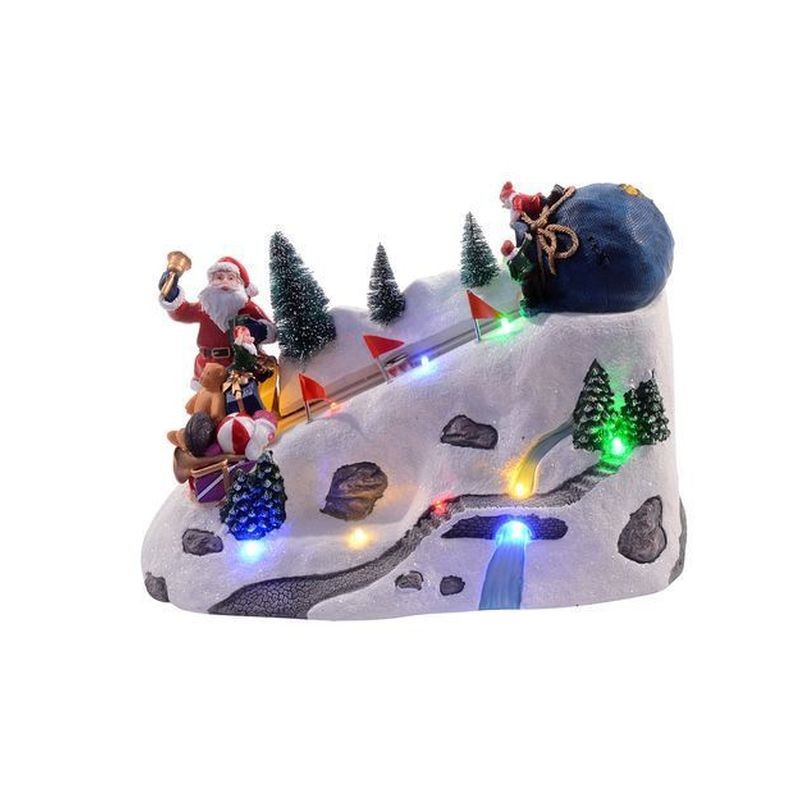 PAESAGGIO BABBO SCIVOLO C/LUCI LED MOVIMENTO MUSICALE 29X15X20CM EAN 8033313598553 INGROSSO PAESAGGI  E DECORAZIONI IN MOVIMENTO