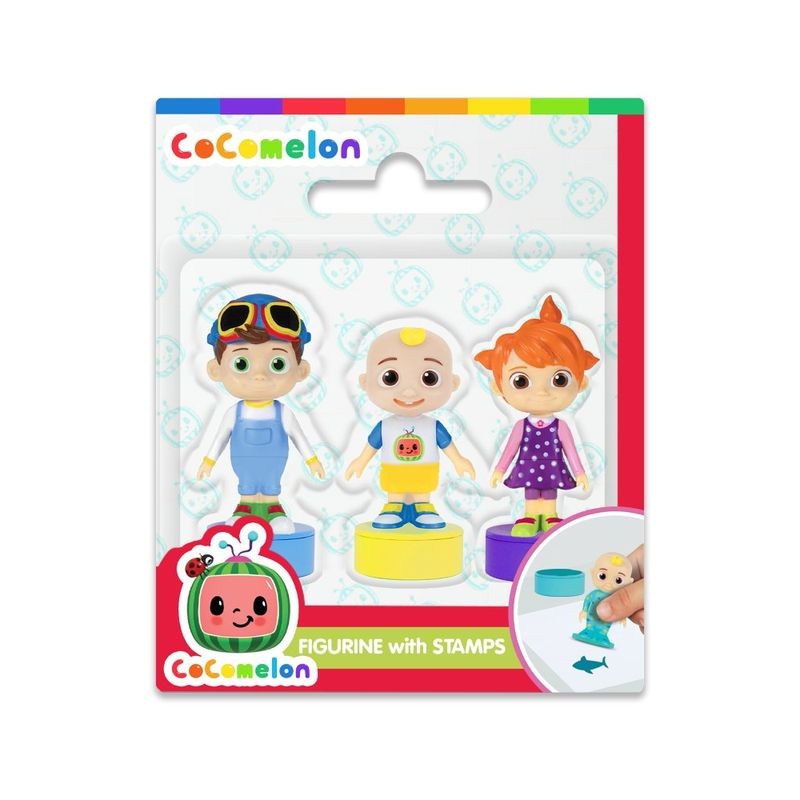 COCOMELON - PERS. TIMBRINI 1 CON MUSICA CM 7 BLISTER 3 PERSONAGGI EAN 8033986573277 INGROSSO TIMBRINI
