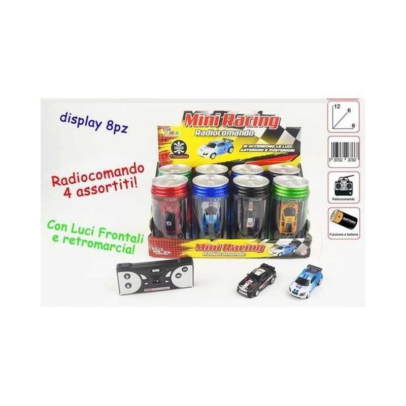 RADIOCOMANDO IN LATTINA 7 FUNZIONI 4ASS. 12X6X6CM LUCI FRONTALI E RETROMARCIA EAN 8007632267667 INGROSSO AUTO CON RADIOCOMANDO