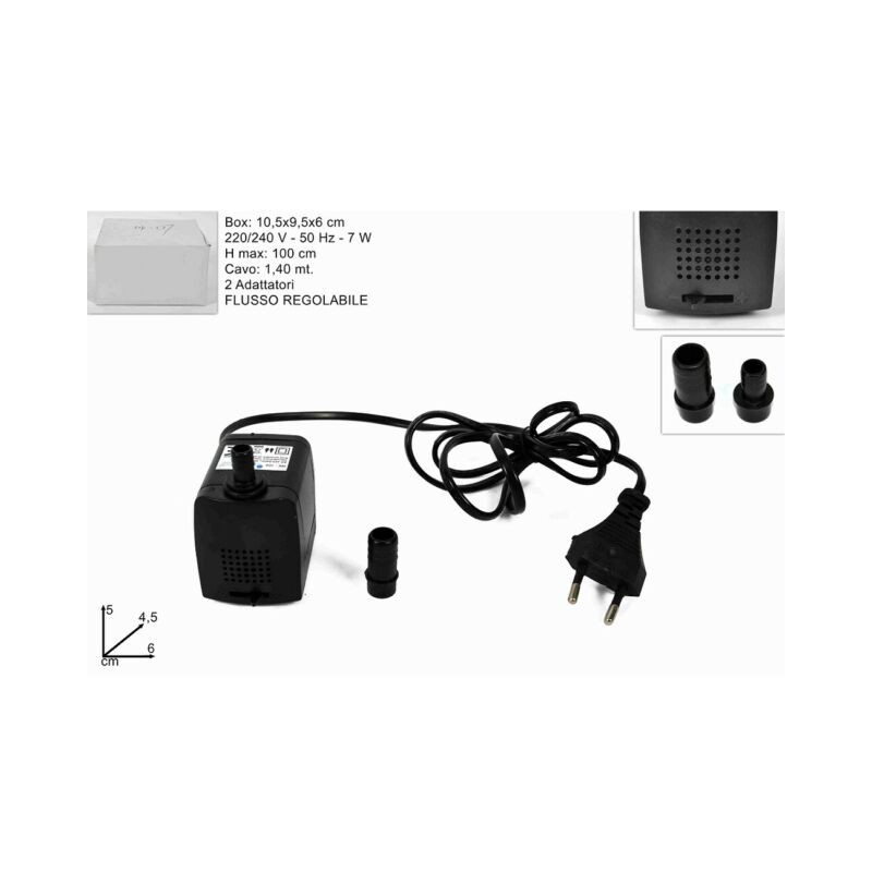 POMPA SOMMERSA 7W FLUSSO REGOLABILE 220/240V 50HZ H.MAX 100CM CAVO 1.4MT EAN 8033113410239 INGROSSO ACCESSORI PER IL PRESEPE